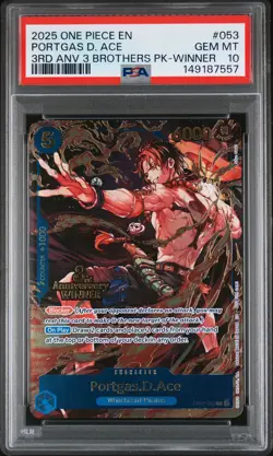 2025 ONE PIECE 3RD ANV TOURNAMENT 3 BROTHERS PACK WINNER PORTGAS D. ACE PSA 10 - Image 1