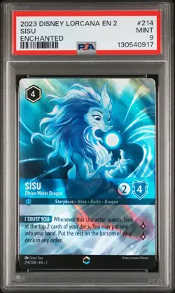 2023 DISNEY LORCANA EN 2-ENCHANTED #214 SISU - DIVINE WATER DRAGON PSA 9 - Image 1