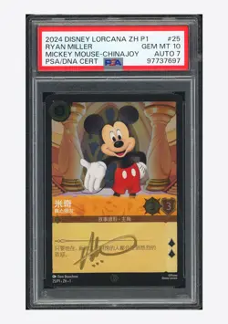 Disney Lorcana PSA 10 AUTO 7 Mickey Mouse Promo Ryan Miller 2024 25/P1 S.Chinese - Image 1