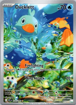 Ducklett 109/086 NM Pokemon Card TCG White Flare IR Illustration Rare - Image 1