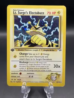 Pokemon Cards: Gym Heroes 1st Edition Rare Holo: Lt. Surge's Electabuzz 6/132 HP - Image 1