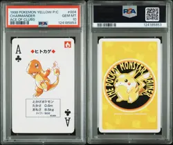 1998 POKEMON YELLOW VERSION PLAYING CARDS ACE OF CLUBS #004 CHARMANDER PSA 10 - Image 1