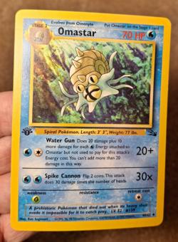 1999 POKEMON TCG FOSSIL SET 1ST EDITION OMASTAR CARD 40/62 - Image 1