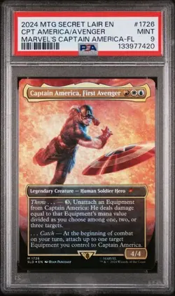 2024 MTG SECRET LAIR DROP #1726 CAPTAIN AMERICA MARVEL FOIL PSA 9 - Image 1