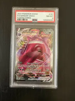 Pokemon TCG Gengar VMAX Alternate Art Fusion Strike Near Mint Condition PSA 8 - Image 1