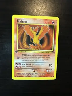 Pokemon TCG Moltres First 1st Edition Non Holo Rare 27/62 Rare Fossil 1999 - Image 1