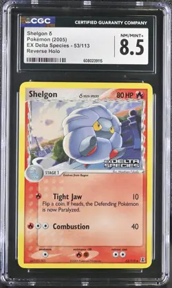CGC 8.5 Shelgon 2005 EX Delta Species 53/113 Reverse Holo Stamped Pokemon Card - Image 1