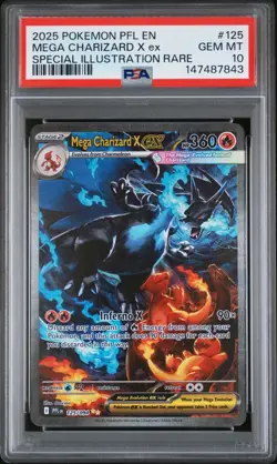 PSA 10 GEM MT 2025 POKEMON PFL EN-PHANTASMAL FLAMES #125 MEGA CHARIZARD X ex SIR - Image 1