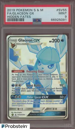 2019 Pokemon Sun & Moon Hidden Fates #SV55 FA/ Glaceon Gx PSA 9 MINT - Image 1