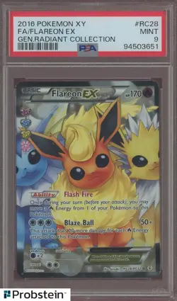 2016 Pokemon XY Generations Radiant Collection #RC28 FA/ Flareon Ex PSA 9 MINT - Image 1