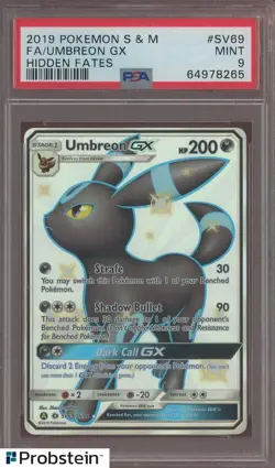 2019 Pokemon Sun & Moon Hidden Fates #SV69 FA/ Umbreon Gx PSA 9 MINT - Image 1
