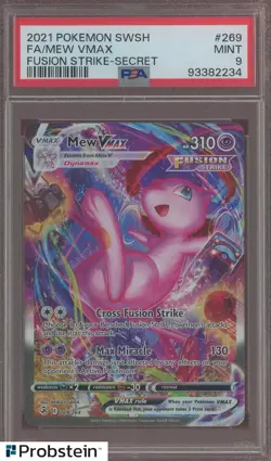 2021 Pokemon SWSH Fusion Strike Secret #269 FA/ Mew VMAX PSA 9 MINT - Image 1