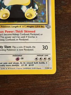 Pokemon TCG Snorlax 11/64 Rare Holo Jungle Set 1999 WOTC HP - Image 4