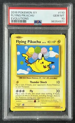 FLYING PIKACHU PSA 10 2016 POKEMON XY EVOLUTIONS #110/108 GEM 971 - Image 1