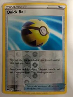 Quick Ball 179/202 Sword & Shield Base Pokemon Reverse Holo Foil Nice! - Image 1
