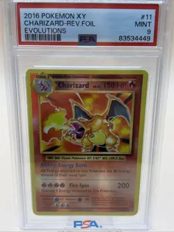 PSA 9 Charizard 11/108 Evolutions Reverse Holo 2016 Pokemon XY Mint Fast Ship - Image 1