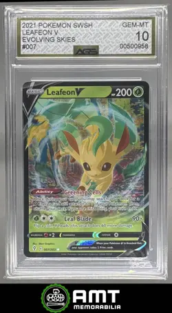 Leafeon V AGS 10 2021 Pokemon Sword & Shield Evolving Skies #007/203 Rare 0958 - Image 1