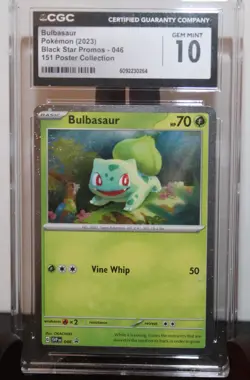 2023 POKEMON SVP EN-SV BLACK STAR PROMO 151 POSTER COLL #046 BULBASAUR CGC 10 - Image 1