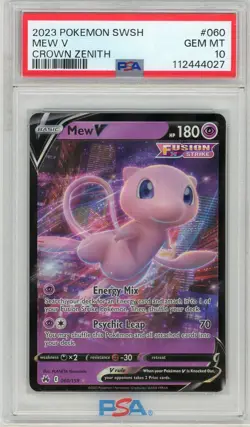 2023 Pokemon Mew One Piece Crown Zenith Sword and Shield 060/159 PSA 10 Gem Mint - Image 1
