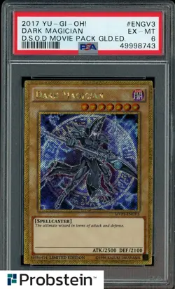 2017 Yu-Gi-Oh! DSOD Movie Pack Golden Edition #ENGV3 Dark Magician PSA 6 EX-MT - Image 1