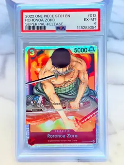 2022 ONE PIECE -STRAW HAT CREW SUPER PRE-RELEASE RORONOA ZORO PSA 6 ST01-013 - Image 1
