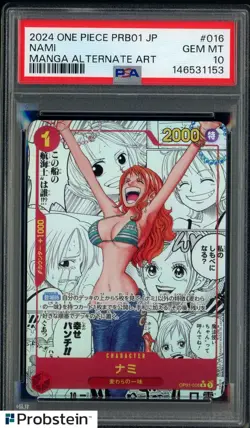 PSA 10 Nami Manga PRB01 2024 One Piece Alternate Art #016 GEM MINT - Image 1