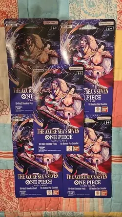 Lot of 5 One Piece OP-14 The Azure Sea's Seven Sleeved Booster Packs English - Image 1