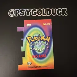 2000 Topps Pokemon TV Animation Series 2 #63 Abra Die Cut Card EV7 of 12 VG - Image 2