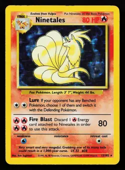 Ninetales 12/102 Holo Rare Base Set Pokemon Card - Image 1