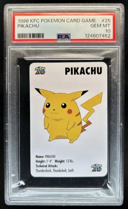 1998 Pokemon KFC Mini Card Game Pikachu #25 PSA 10 GEM MINT - Image 1