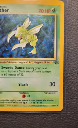 Pokemon Scyther Jungle 10/64 Holo Rare Unlimited 70 HP English Card 1999 - Image 4