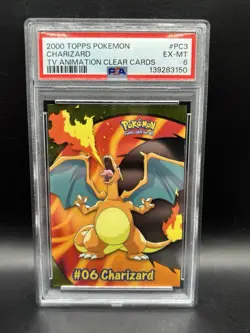 Pokemon Topps Charizard TV Animation Clear Cards #PC3 PSA 6 - Image 1