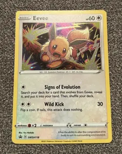 Pokemon Eevee SWSH118 Black Star Promo HEAVY HOLO BLEED ERROR 1 HD - Image 1