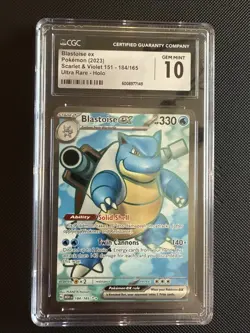 CGC 10 BLASTOISE EX 184/165 POKEMON SCARLET & VIOLET 151 GEM MINT - Image 1