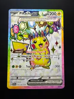 2024 POKEMON SURGING SPARKS PIKACHU EX 219/191 ULTRA RARE - Image 1