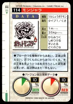 Tangela NO. 114 Green Bandai Carddass Series 1-2 G Pokemon Japanese ~ HP - Image 2