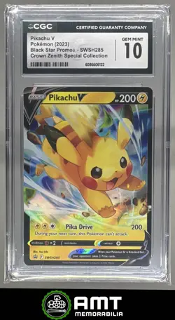 Pikachu V CGC 10 2023 Pokemon Sword & Shield Black Star Promos Crown Zenith 6122 - Image 1