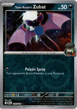 Team Rocket's Zubat 120/182 Reverse Holo SV10: Destined Rivals Pokemon TCG - Image 1