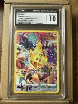 Pikachu 2023 Pokemon Crown Zenith 160/159 Secret Rare Holo CGC 10 Gem Mint - Image 1
