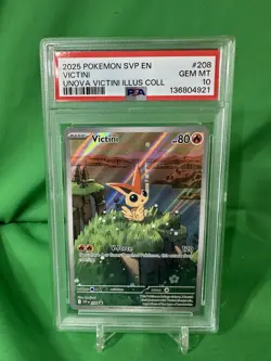 2025 Pokemon SVP EN Unova Victini Illustration Collection #208 Victini PSA 10 - Image 1