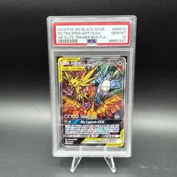 2019 POKEMON SM BLACK STAR PROMO FULL ART/MOLTRES & ZAPDOS & ARTICUNO GX PSA 10 - Image 1