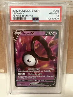 GRADED PSA 10 2022 Pokemon SWSH Unknown V Silver Tempest #065 - Image 1