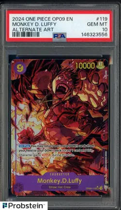 2024 One Piece OP09 EN #119 Monkey D.Luffy PSA 10 GEM MINT - Image 1