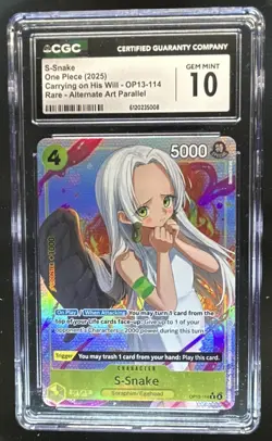 2025 One Piece Carrying on His Will S-Snake Rare Alternate Art #OP13-114 CGC 10 - Image 1