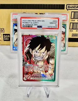 OP-01 Alternate Art #003 Monkey D Luffy Pre-Errata Wave 1 Alpha One Piece PSA 10 - Image 1