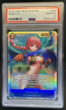 2025 One Piece Royal Blood OP10 Rebecca Super Rare #OP10-058 PSA 10 - Image 1