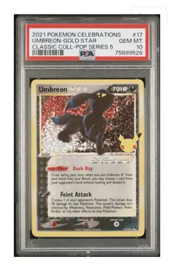 Pokemon Celebrations Umbreon Gold Star Holo Card 17/17 TCG PSA10 - Image 1