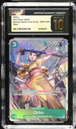 ✨✨ CGC 10 Pristine One Piece Okiku 2024 Bandai Card Games FEST 23-24 OP01-035 - Image 1