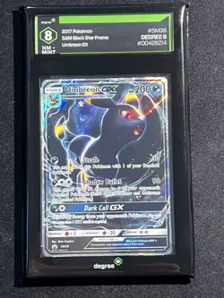 2017 Pokemon Premium Coll. Black Star Promo Card SM36 Umbreon GX Grade 8 NM-Mint - Image 1