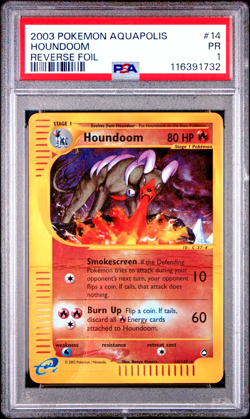 PSA 1 PR 2003 Aquapolis Houndoom Reverse Holo Foil 14/147 WOTC E-Reader Pokemon - Image 1